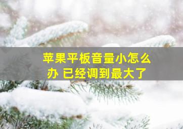 苹果平板音量小怎么办 已经调到最大了